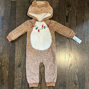 Carters 12M Fleece Reindeer Bodysuit